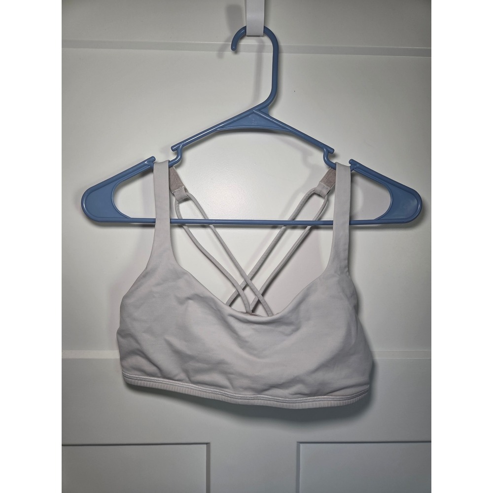 Lululemon Free To Be Wild Sports Bra Light Silver Strappy Back Yoga Size 8